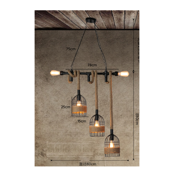 Lampara De Techo Porta Ampolleta E27 X3 Modelo Yute Vashti