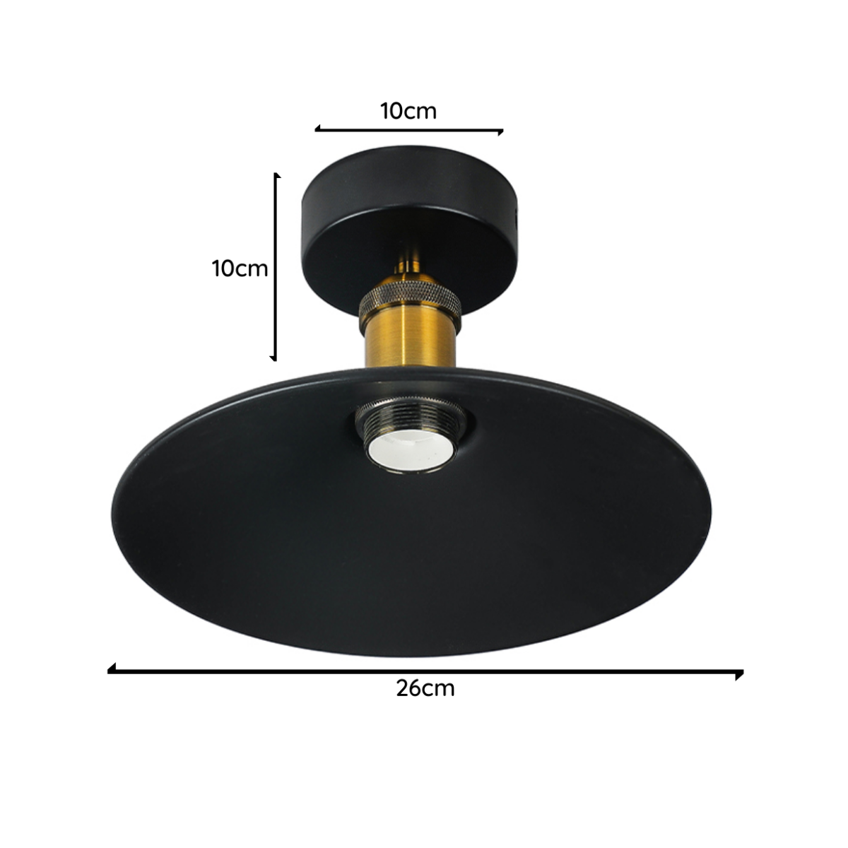 Lampara De Techo Negra Porta Ampolleta E27 Modelo Verone