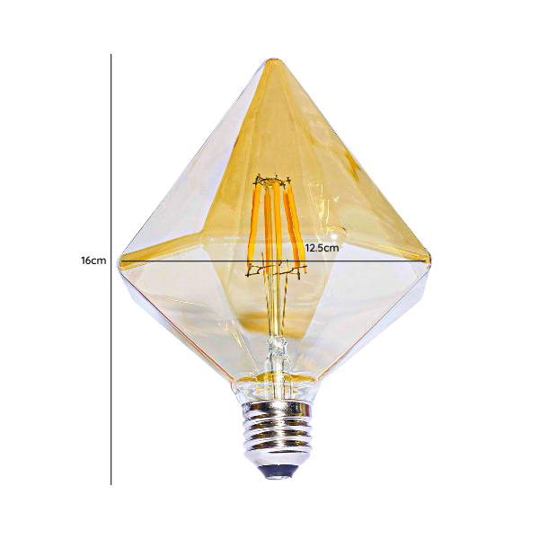 Ampolleta E27 LED G125 Modelo Diamante I Filamento 4W 2700K