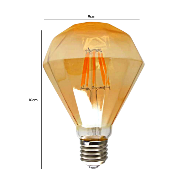 Ampolleta E27 LED G95 Modelo Diamante Ii Filamento 4W 2700K