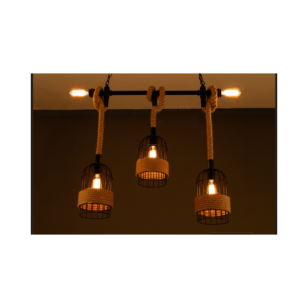 Lampara De Techo Porta Ampolleta E27 X3 Modelo Yute Vashti