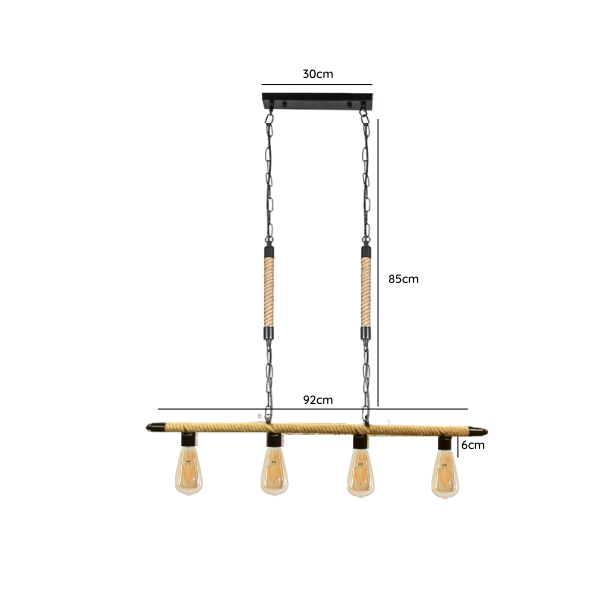 Lampara De Techo Porta Ampolleta E27 X4 Modelo Yute Vasumati