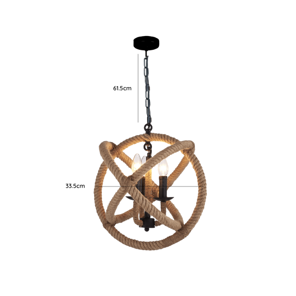 Lampara De Techo Porta Ampolleta E27 Modelo Yute Sigourney