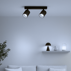Foco Porta GU10 Doble Negro Sobrepuesto LED Modelo Altair II