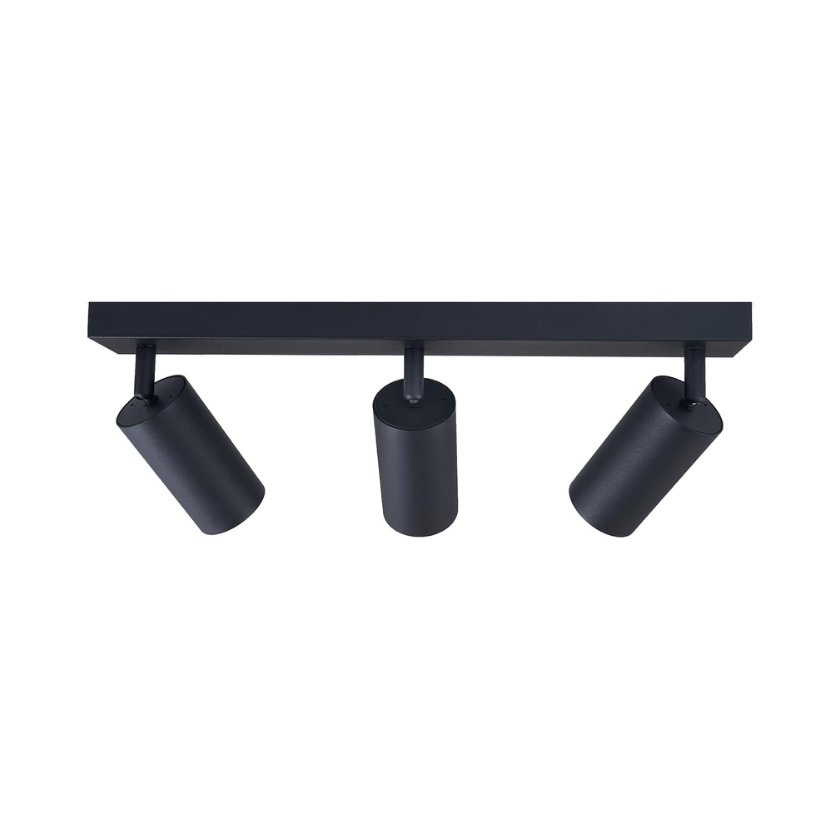 Foco Porta Gu10 Triple Negro Sobrepuesto LED Modelo Altair III