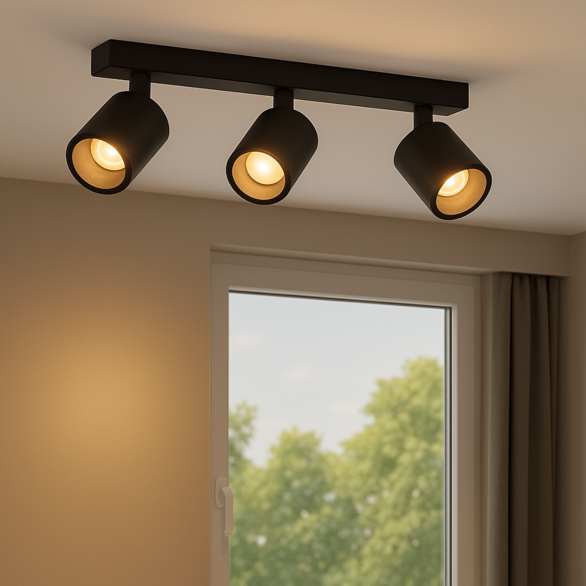 Foco Porta Gu10 Triple Negro Sobrepuesto LED Modelo Altair III