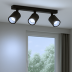 Foco Porta Gu10 Triple Negro Sobrepuesto LED Modelo Altair III
