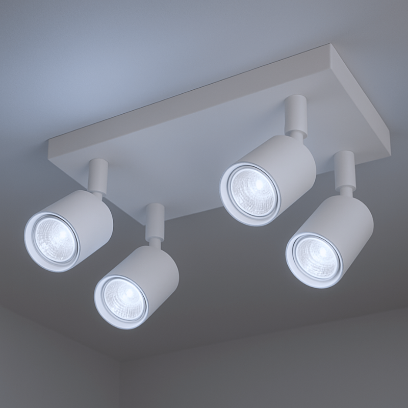 Foco Porta GU10 Cuadruple Blanco Sobrepuesto LED Modelo Altair IV
