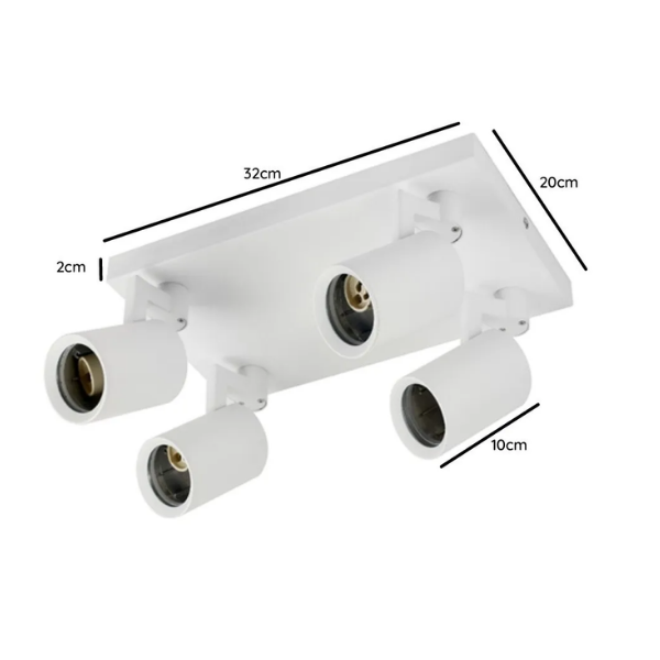 Foco Porta GU10 Cuadruple Blanco Sobrepuesto LED Modelo Altair IV