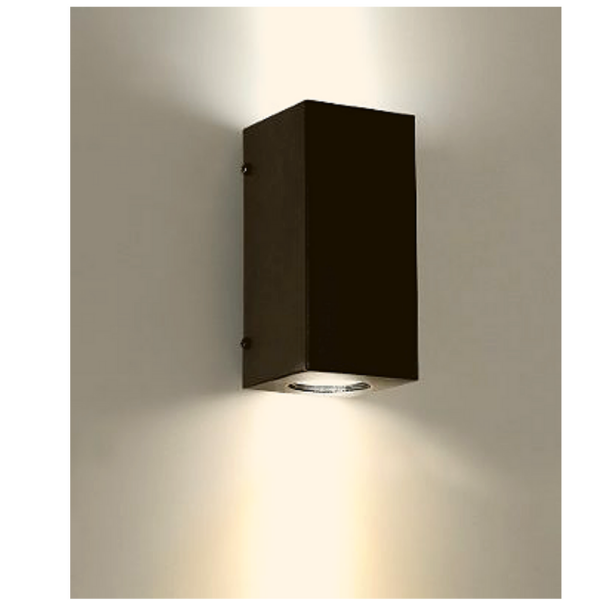 Aplique Led Doble Porta GU10 Negro Exterior IP54 Modelo Kapelle Cuadrado
