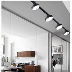 Porta Panel LED Redondo Negro 18W Neutro 4000K A Riel Modelo Qutu