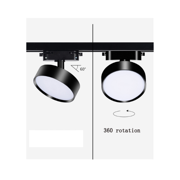 Porta Panel LED Redondo Negro 12W Calido 3000K A Riel Modelo Qutu