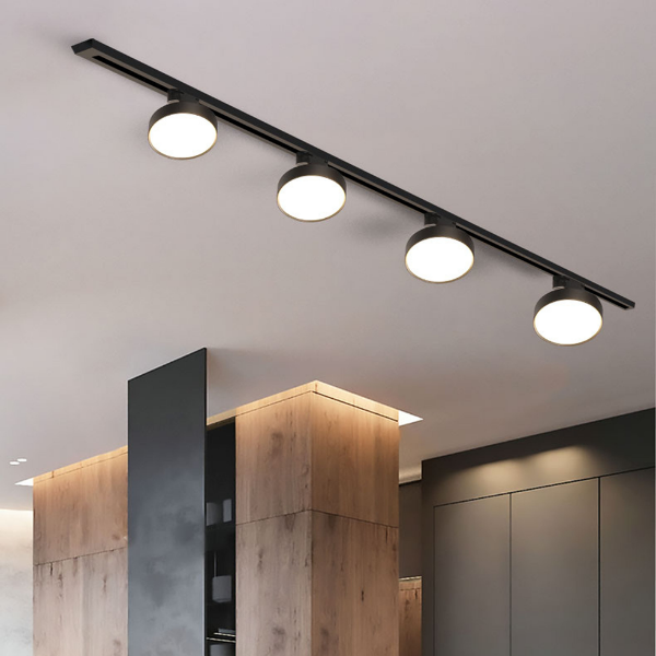 Porta Panel LED Redondo Negro 12W Neutro 4000K A Riel Modelo Qutu