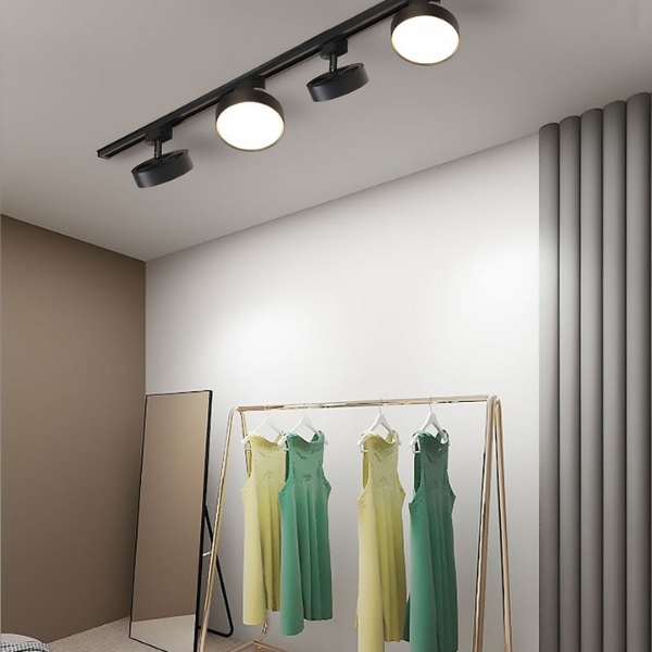 Porta Panel LED Redondo Negro 12W Neutro 4000K A Riel Modelo Qutu