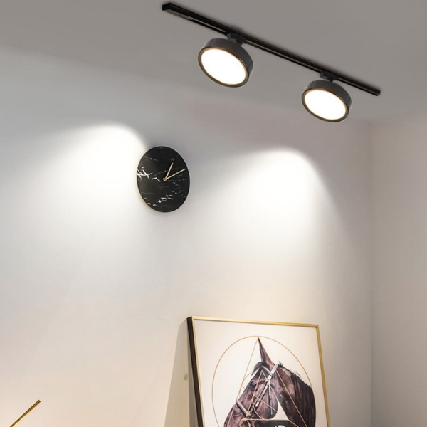 Porta Panel LED Redondo Negro 18W Neutro 4000K A Riel Modelo Qutu