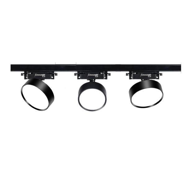 Porta Panel LED Redondo Negro 18W Calido 3000K A Riel Modelo Qutu