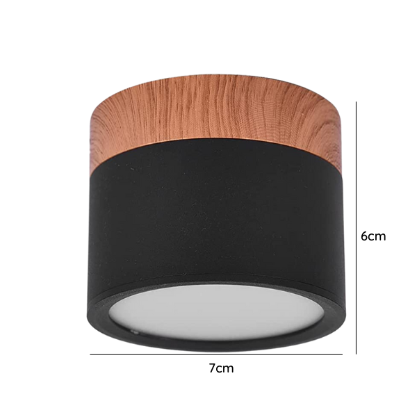 Panel Decorativo Sobrepuesto Negro Y Madera 6W Frio 6000K