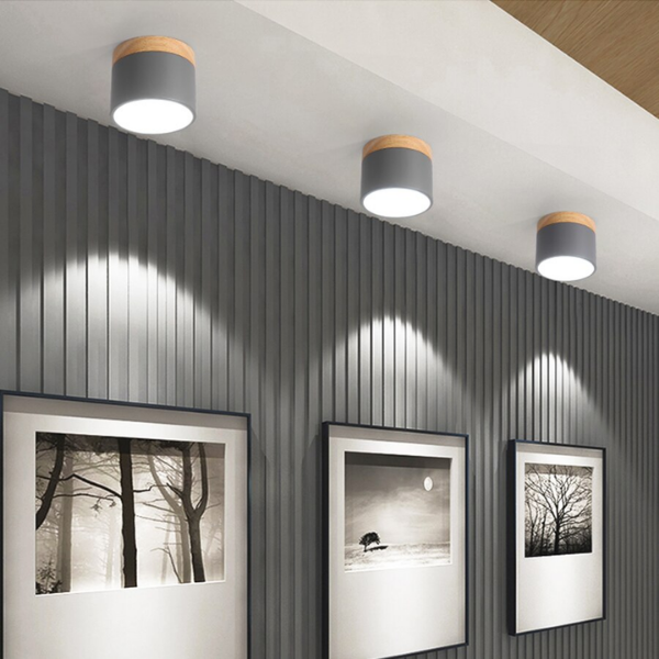 Panel Decorativo Sobrepuesto Gris Y Madera 6W Frio 6000K