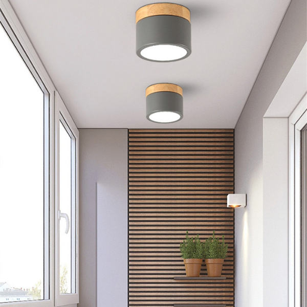 Panel Decorativo Sobrepuesto Gris Y Madera 6W Frio 6000K