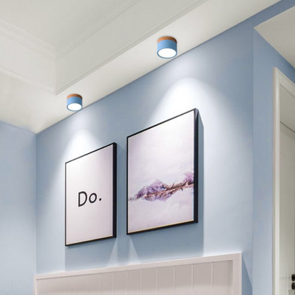 Panel Decorativo Sobrepuesto Azul Y Madera 6W Frio 6000K