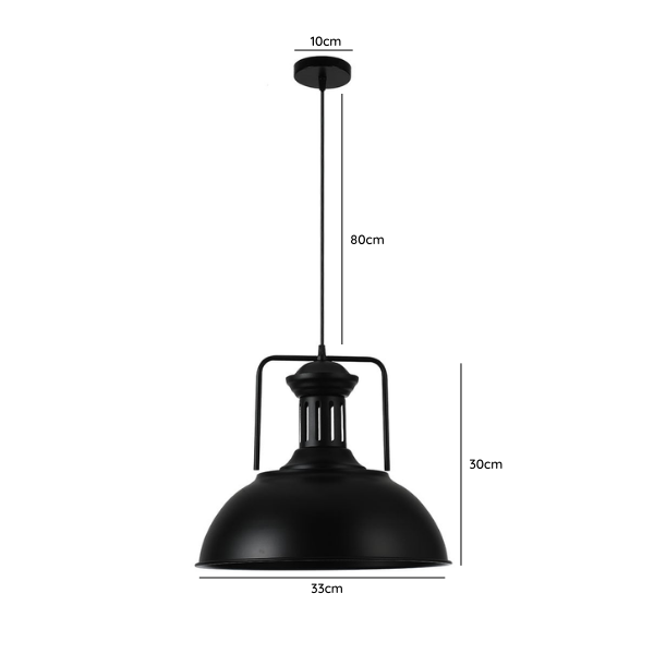 Lampara De Techo Negra Porta Ampolleta E27 Modelo Spica