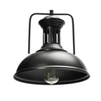 Lampara De Techo Negra Porta Ampolleta E27 Modelo Spica