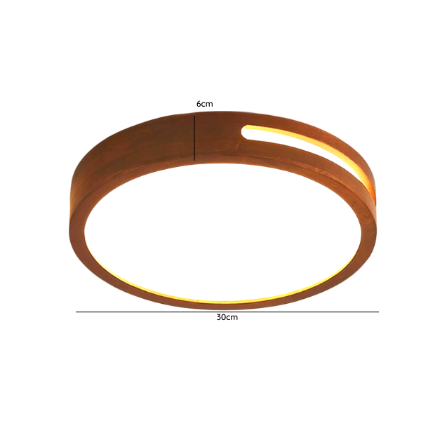 Lampara LED Moderna Con Control Redonda Sobrepuesta 24+24W 300Mm Madera Oscura 3000K-4000K-6000K Modelo Urvi