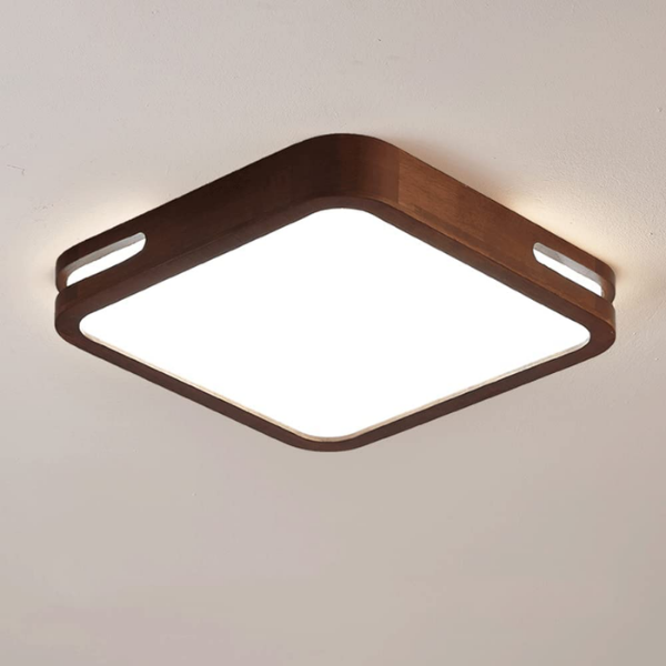 Lampara LED Moderna Cuadrada Sobrepuesta 36+36W 400Mm Madera Oscuro 3000K-4000K-6000K Modelo Urvi