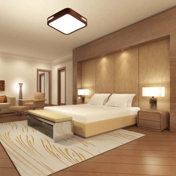 Lampara LED Moderna Cuadrada Sobrepuesta 36+36W 400Mm Madera Oscuro 3000K-4000K-6000K Modelo Urvi