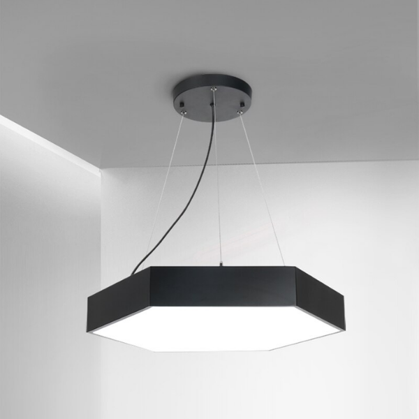 Lampara LED Moderna Colgante 36W 600Mm Negra 6000K Modelo Hexagono Cerrado Sudeep