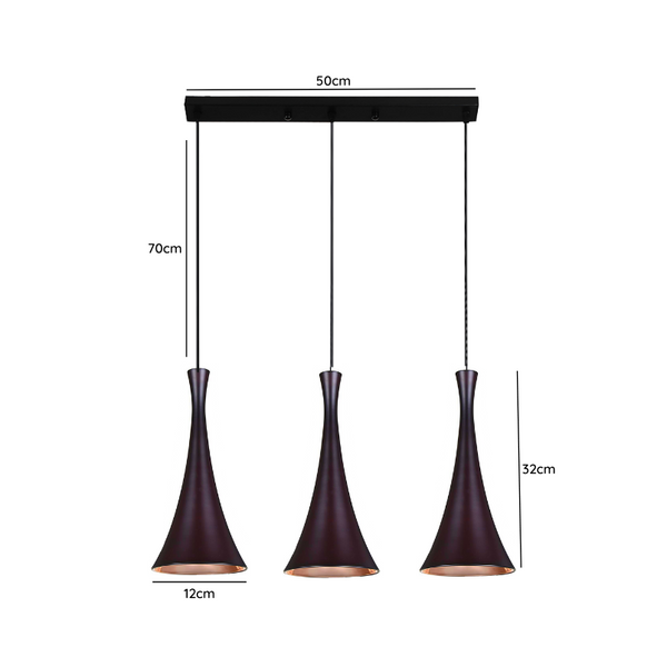 Lampara De Techo Negra Porta 3 Ampolleta E27 Modelo Naos