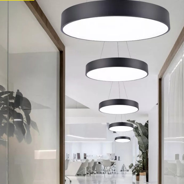 Lampara LED Moderna Colgante 36W 600Mm Negra 6000K Modelo Redonda Cerrada Svetla