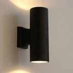 Aplique Led Doble Porta GU10 Negro Exterior IP54 Modelo Kapelle Cilindro