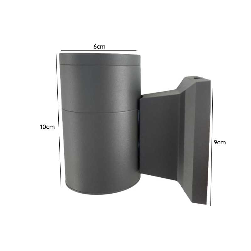 Aplique Led Simple Porta GU10 Gris Exterior IP54 Modelo Kapelle Redondo