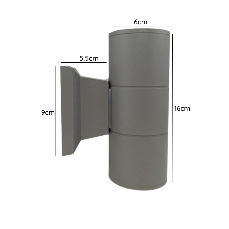 Aplique Led Doble Porta GU10 Gris Exterior IP54 Modelo Kapelle Redondo