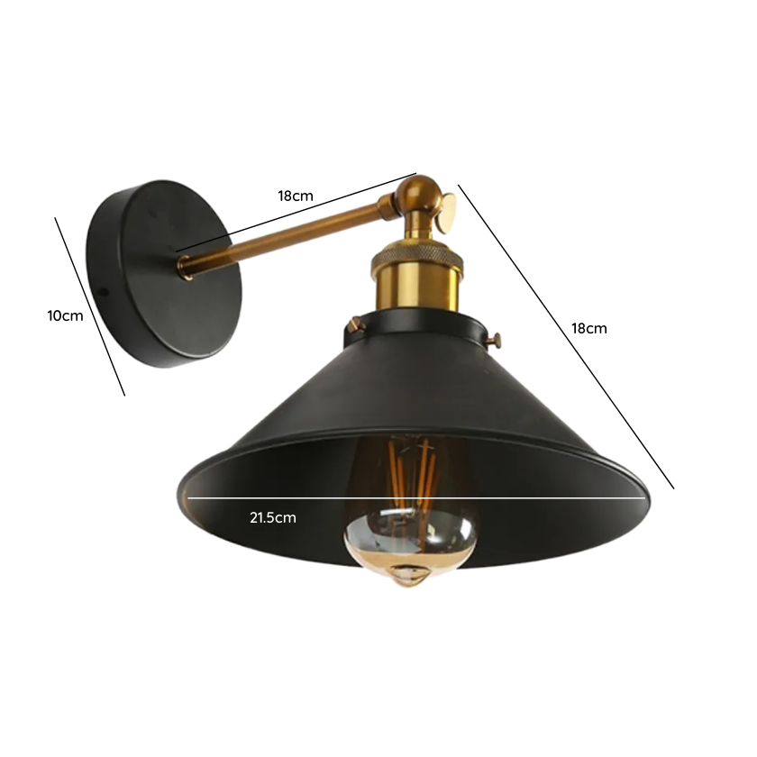 Aplique Bronce con Pantalla Negra E27