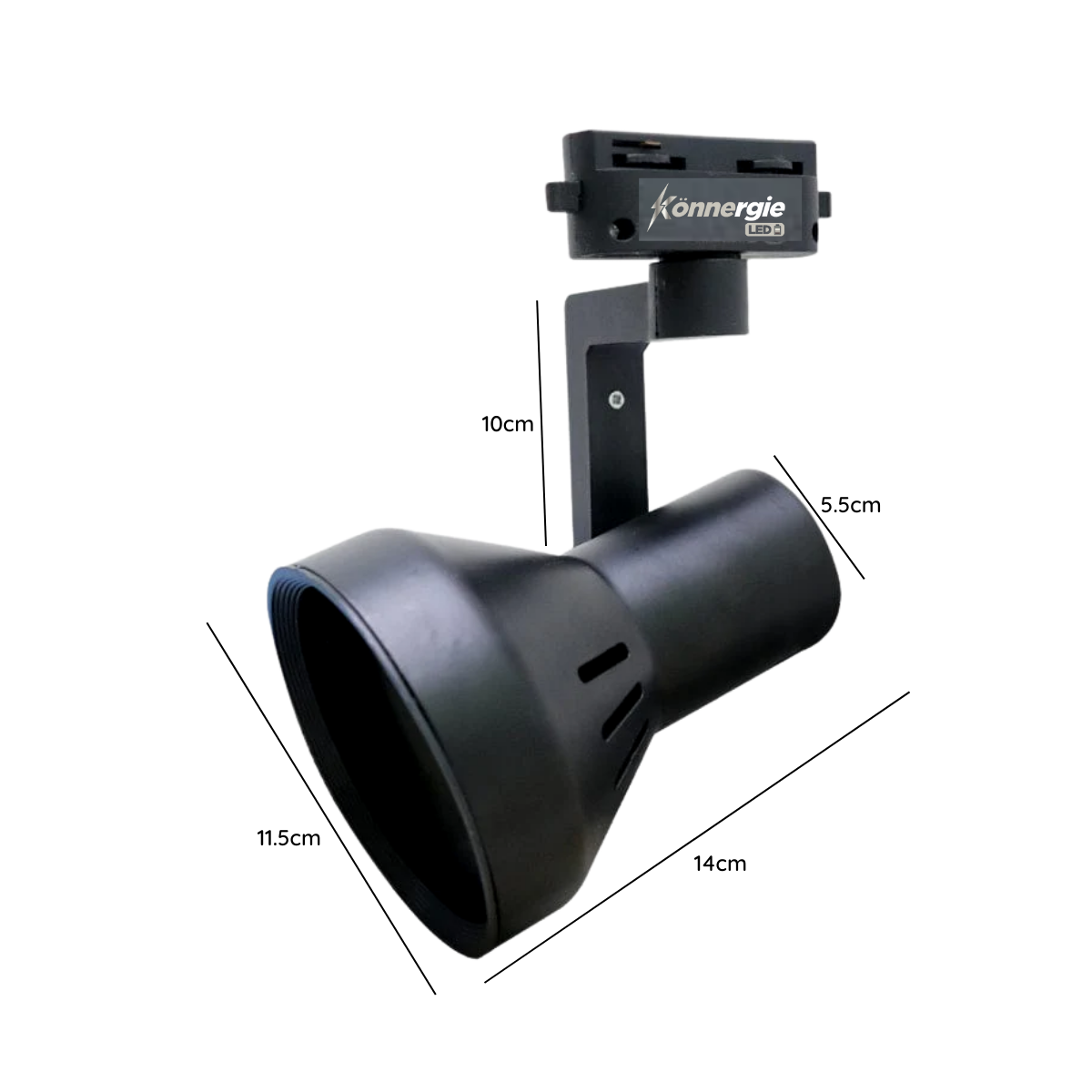 Foco Monofasico Negro Porta Ampolleta E27 Modelo Haedi