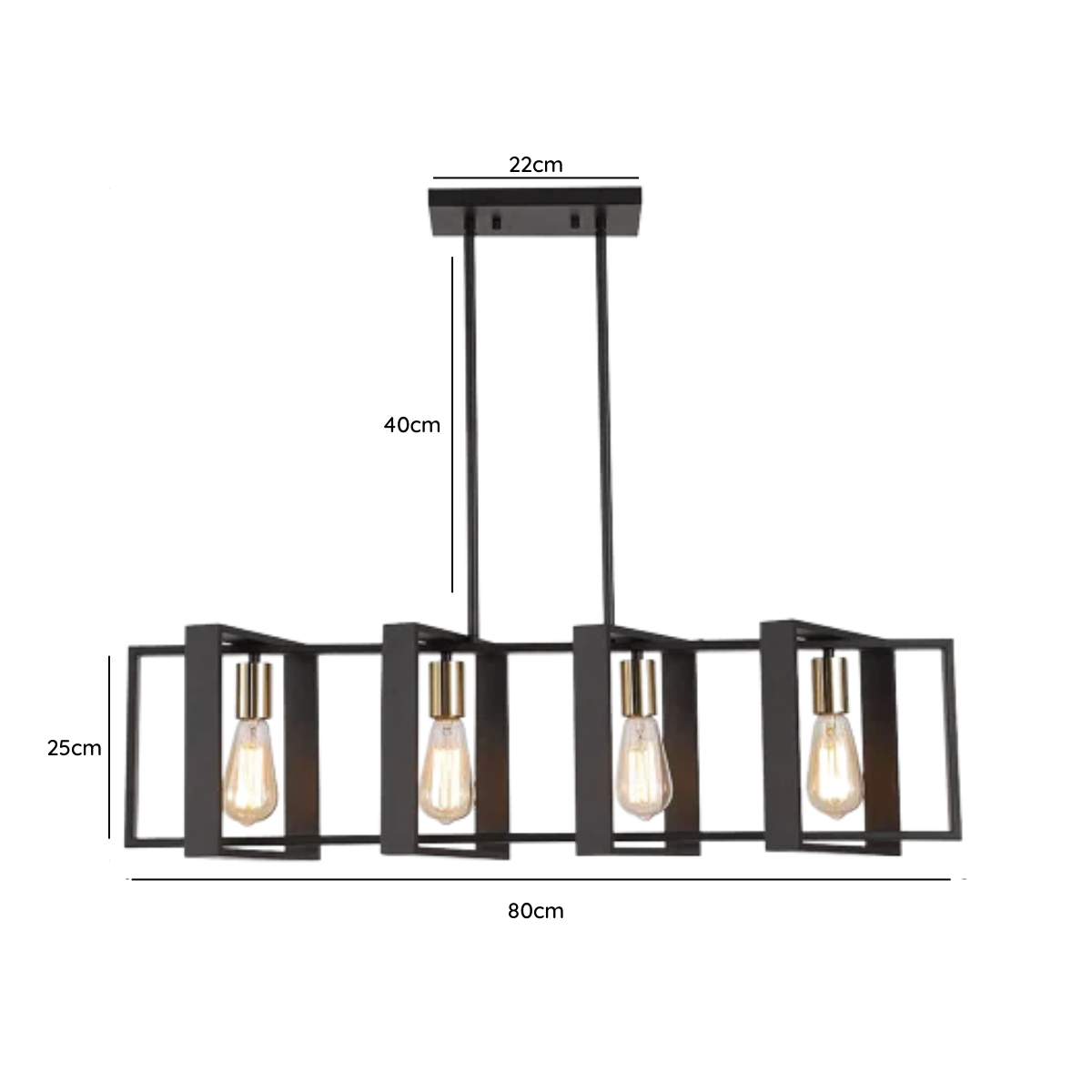 Lampara De Techo Negra Porta 4 Ampolleta E27 Modelo Koit