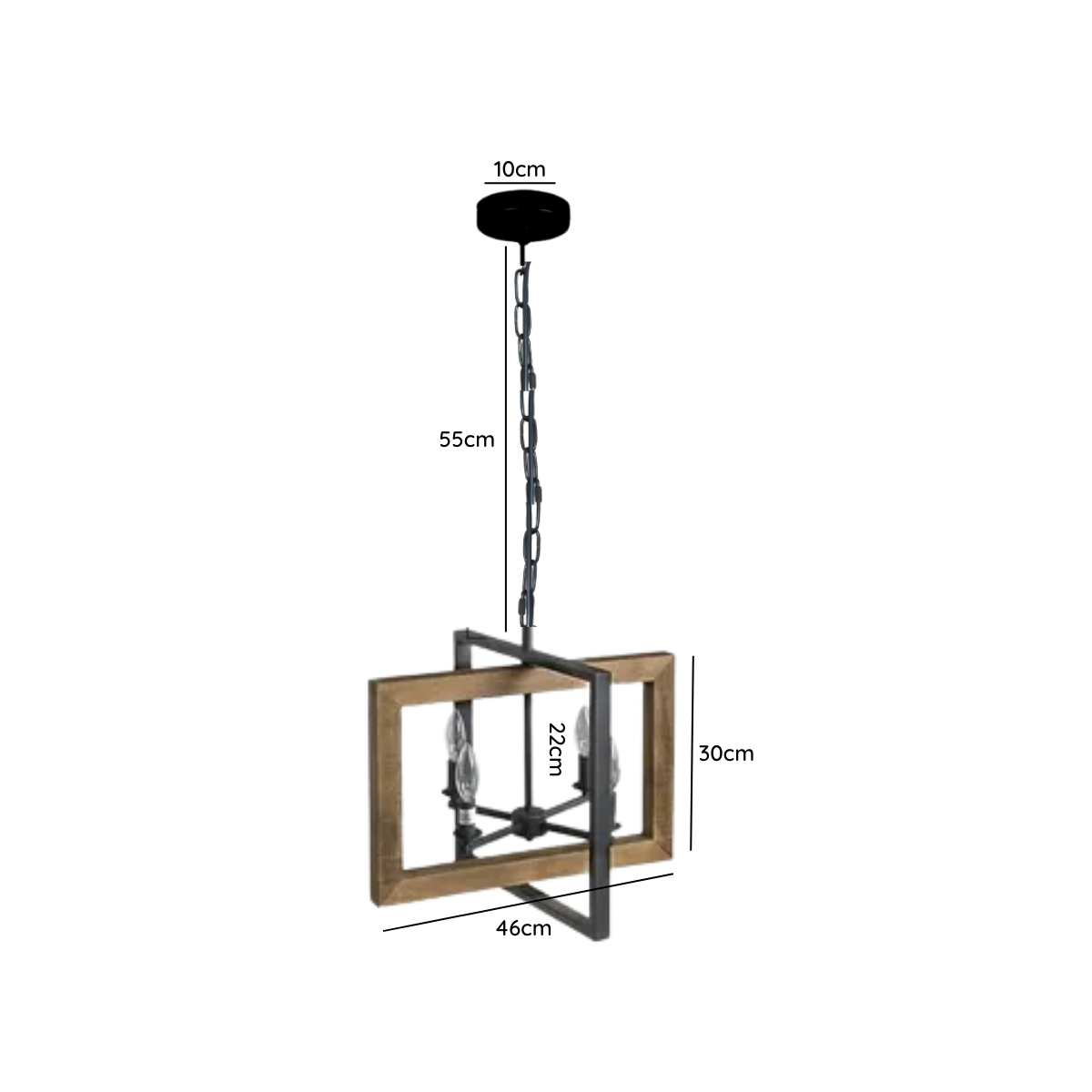 Lampara De Techo Negra Porta 4 Ampolleta E14 Modelo Mago