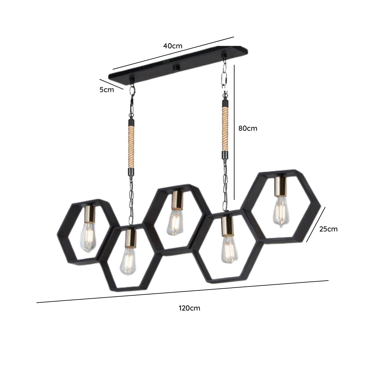 Lampara De Techo Porta Ampolleta De 5 Soquetes E27 Modelo Sceptrum
