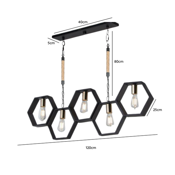Lampara De Techo Porta Ampolleta De 5 Soquetes E27 Modelo Sceptrum