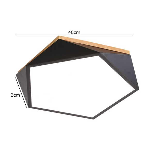 Lampara LED Moderna Pentagono Sobrepuesta C/Control 36+36W 400Mm Negro 3000K-4000K-6000K Modelo Ukdah