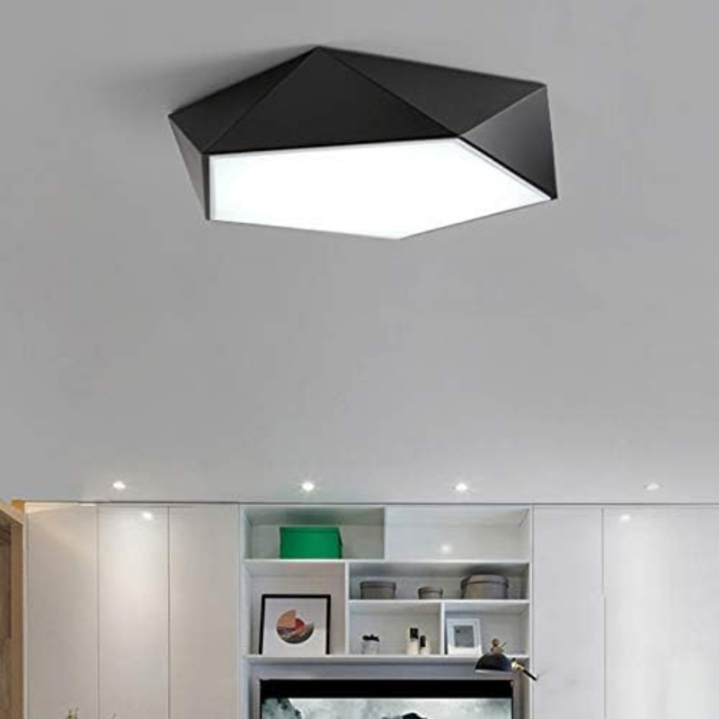 Lampara LED Moderna Pentagono Sobrepuesta C/Control 36+36W 400Mm Negro 3000K-4000K-6000K Modelo Ukdah
