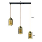 Lampara De Techo Cobre-Ambar Triple Porta Ampolleta E27 Modelo Yildun