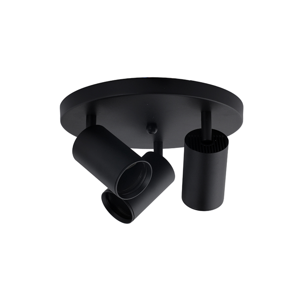 Foco Porta GU10 Triple Base Redonda Negro Sobrepuesto Modelo Altair III