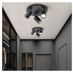 Foco Porta GU10 Triple Base Redonda Negro Sobrepuesto Modelo Altair III