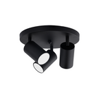 Foco Porta GU10 Triple Base Redonda Negro Sobrepuesto Modelo Altair III