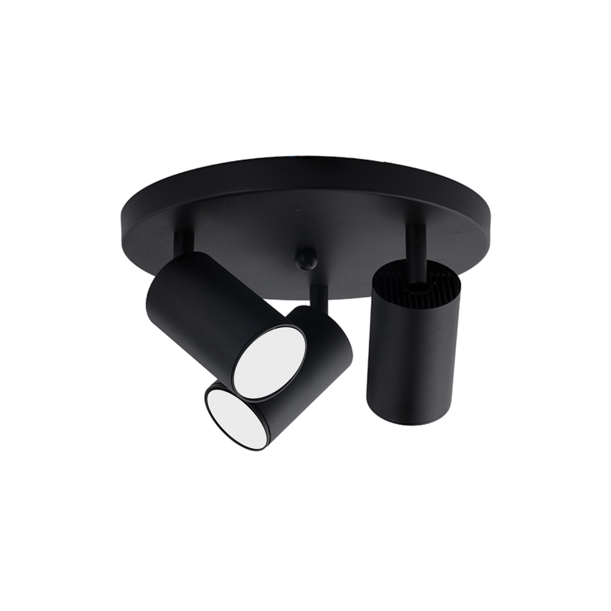Foco Porta GU10 Triple Base Redonda Negro Sobrepuesto Modelo Altair III