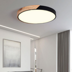 Lampara LED Moderna Con Control Redondo Sobrepuesta 36+36W 400Mm Madera Y Negro 3000K-4000K-6000K Modelo Diphda
