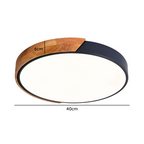 Lampara LED Moderna Con Control Redondo Sobrepuesta 36+36W 400Mm Madera Y Negro 3000K-4000K-6000K Modelo Diphda